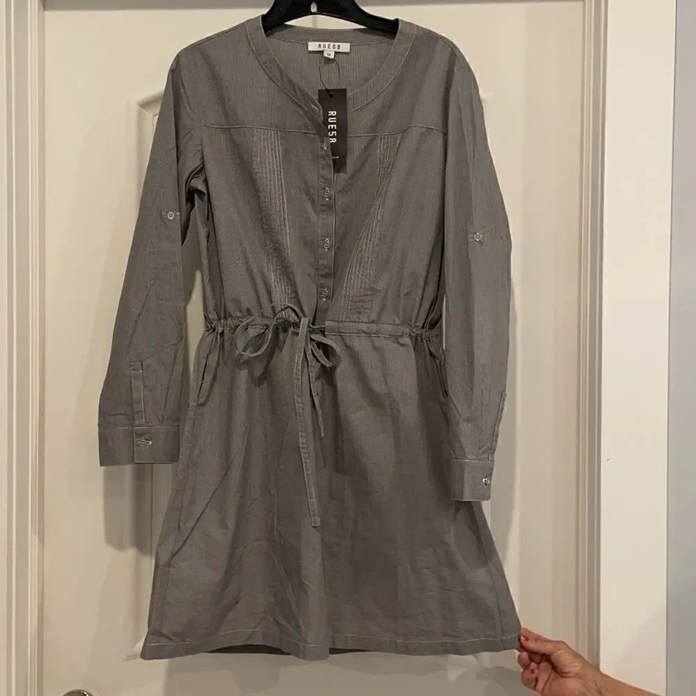 RUE58 GREY AND WHITE SHIRTDRESS. NEW - Picture 3 of 14